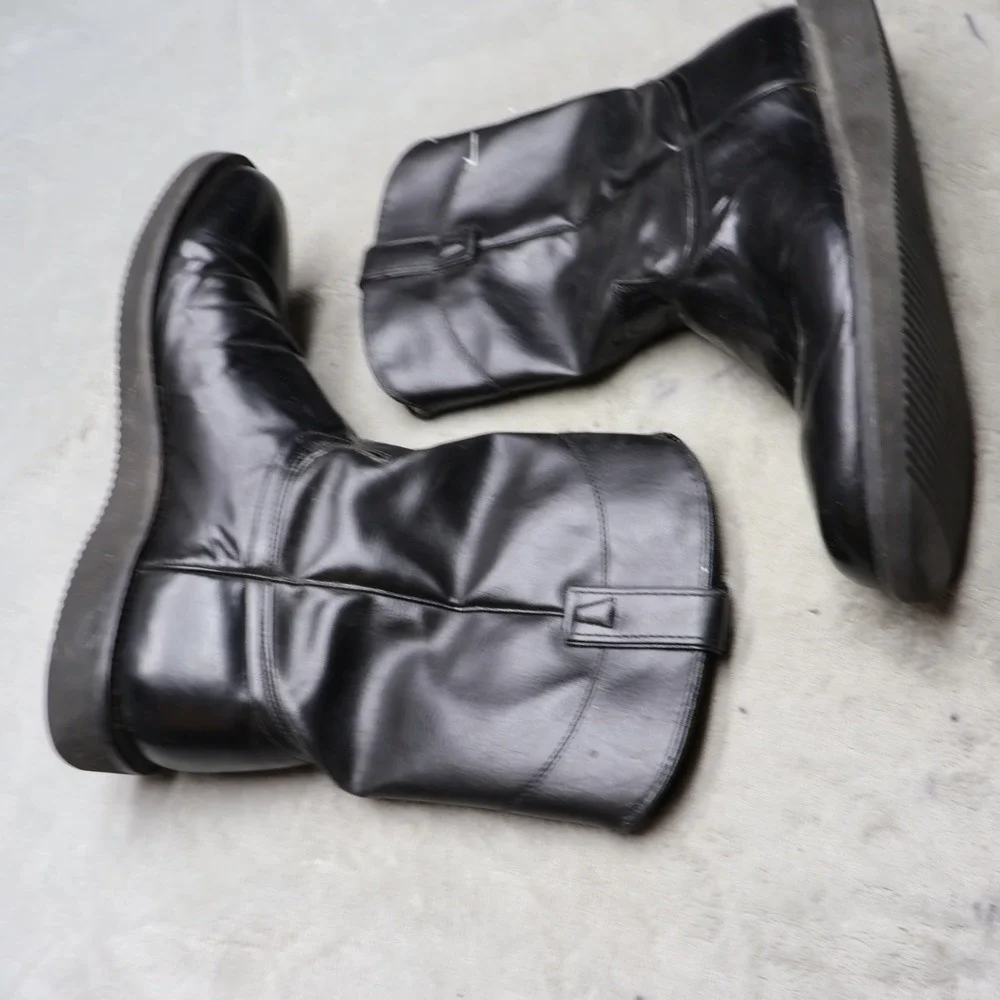 Roy Cooper by Laredo Men 12EE Wide Cowboy Boots Black Leather USA Made 54885 VTG